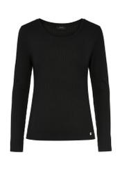 Czarna prążkowana bluzka longsleeve damska LSLDT-0044-99(Z24)