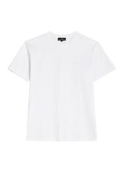Biały t-shirt męski z bawełny merceryzowanej TSHMT-0156-0A(Z26) - widok produktu z przodu, na białym tle. 