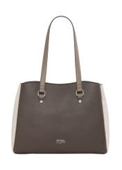 Torebka shopper w kolorze chłodnego beżu TOREC-1260-1K(Z26), widok produktu od przodu na białym tle.