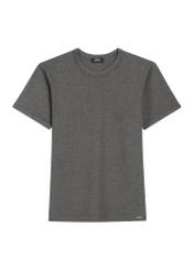 Grafitowy bawełniany T-shirt męski TSHMT-0153-9D(Z26), widok produktu od przodu na białym tle.