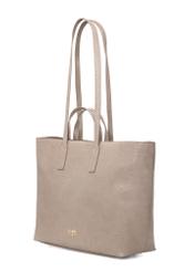 Beżowa torebka damska shopper TOREC-1204-1D(W26), widok produktu skosem na białym tle.