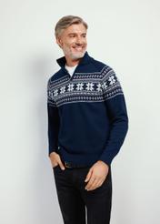 Granatowy sweter męski ze stójką SWEMT-0133-68(Z24)-01