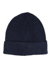 Granatowa zimowa czapka męska CZAMT-0081-7E(Z26), widok produktu z tyłu na białym tle.