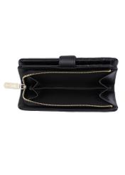 Czarny portfel damski z monogramem POREC-0391A-9P(Z26), widok produktu w środku na białym tle.