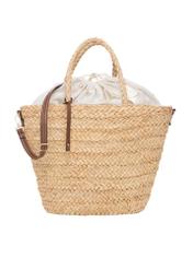 Słomkowa torebka damska shopper TOREC-0939-1E(W26), widok produktu z przodu na białym tle.
