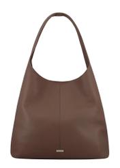 Brązowa skórzana torebka shopper TORES-1372-1K(Z26) - widok produktu z przodu, na białym tle.