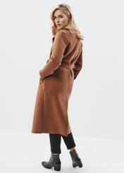 Długi płaszcz damski w kolorze camel PLADT-0048-24(Z23)-03
