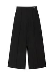 Czarne spodnie damskie wide leg SPODT-0130-99(Z26), widok produktu z przodu na białym tle.