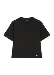 Bawełniany czarny T-shirt damski TSHDT-0138-99(W25), widok produktu z przodu na białym tle.