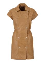 Skórzana taliowana sukienka w kolorze camel SUKDS-0049-1336(Z23)-05