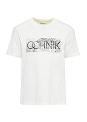 Biały t-shirt męski z logotypem TSHMT-0128-12(W25)-01