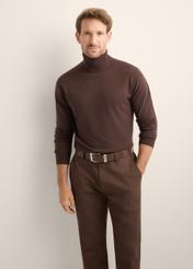 Wełniany golf męski w kolorze ciemnobrązowym SWEMT-0198-1I(Z26)