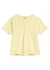 Jasnożółty T-shirt damski basic TSHDT-0120-2A(W26) - widok produktu z przodu, na białym tle. 