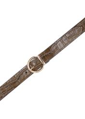 Dwustronny skórzany pasek damski croco PASDS-0332-8D(Z26), widok produktu z góry na białym tle.