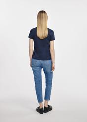 Granatowy t-shirt damski w serek TSHDT-0118-69(W25)-04