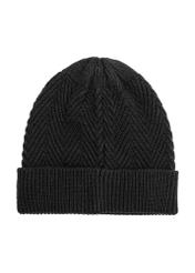 Czarna czapka męska w jodełkę CZAMT-0057-99(Z26)