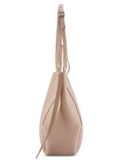 Beżowa duża torebka shopper TOREC-1201-1B(W26) - widok produktu z boku, na białym tle.