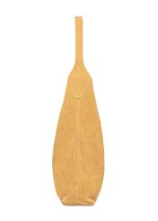 Skórzana torebka shopper w kolorze żółtym TORES-1307-2C(W26) - widok produktu z boku, na białym tle. 
