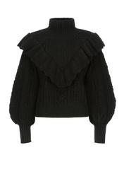 Czarny sweter z półgolfem damski SWEDT-0167-99(Z22)-06