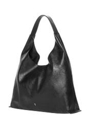 Czarna torebka damska na ramię typu shopper TOREC-1385-99(Z26). Widok od boku skosem na białym tle.