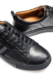Czarne skórzane buty męskie BUTYM-0430A-99(W25)-07