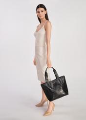 Czarna skórzana torebka shopper croco TORES-1119-99(W25)