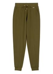 Spodnie damskie w kolorze khaki SPODT-0108-8D(W26) - widok produktu z przodu, na białym tle. 