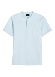 Jasnoniebieska męska koszulka polo POLMT-0095-7A(W26) - widok produktu z przodu, na białym tle. 