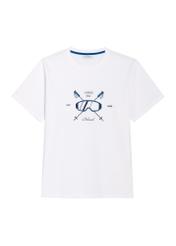 Biały T-shirt męski z nadrukiem TSHMT-0160-0A(Z26), widok produktu z przodu na białym tle.