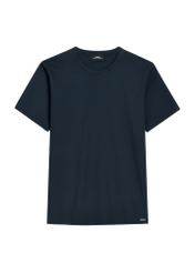 Granatowy bawełniany t-shirt męski TSHMT-0144-7E(W26) - widok produktu z przodu, na białym tle. 