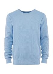 Błękitny bawełniany sweter męski SWEMT-0163-60(W25)-05