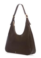 Brązowa torebka damska shopper TOREC-1238-1I(W26), widok produktu skosem na białym tle.