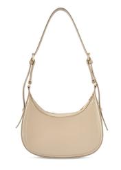Beżowa mała torebka hobo TOREC-1136-1A(W26) - widok produktu z tyłu, na białym tle. 