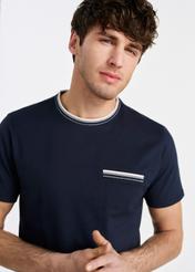 Granatowy T-shirt męski z bawełny TSHMT-0123-69(W25)-03