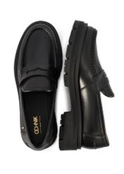 Czarne skórzane loafersy damskie BUTYD-1069-99(W26)