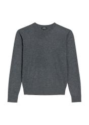 Grafitowy wełniany sweter męski SWEMT-0200-9D(Z26) - widok produktu z przodu, na białym tle. 