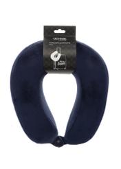 Granatowy miękki podgłówek AW-014-0004-7D(W26), widok produktu z opakowaniem na białym tle.