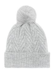 Szara czapka damska z pomponem CZADT-0175-91(Z24)-04