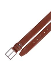 Koniakowy skórzany pasek męski PASMS-0284-1F(Z26), widok produktu z góry na białym tle.