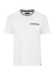 Biały T-shirt męski z bawełny TSHMT-0123-12(W25), widok produktu przodem na białym tle.