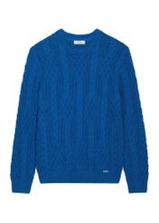 Ciemnoniebieski sweter męski z ozdobnym splotem  SWEMT-0205-7C(Z26)