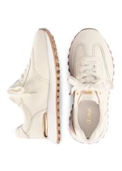 Skórzane sneakersy damskie w kolorze kremowym BUTYD-1270-0B(W26), widok produktu z góry na białym tle.