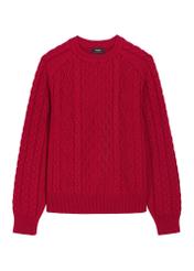 Ciemnoczerwony sweter damski SWEDT-0277-4C(Z26), widok produktu z przodu na białym tle.