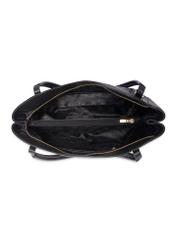 Czarna skórzana torebka shopper TORES-1223-99(W26), widok produktu w środku na białym tle.
