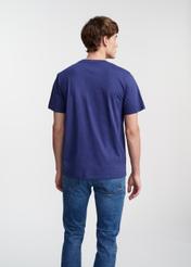 Granatowy bawełniany t-shirt z nadrukiem TSHMT-0125-69(W25)-03