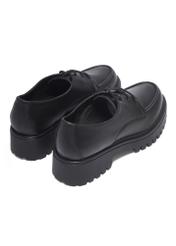 Czarne skórzane buty damskie BUTYD-1310-99(Z26), widok produktu z tyłu na białym tle.