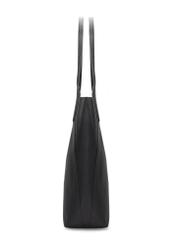 Czarna duża torebka damska shopper TOREC-1142-9I(W26), widok produktu z boku na białym tle.