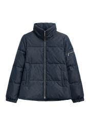 Granatowa kurtka damska w monogram ze stójką KURDT-0694-7E(Z26)