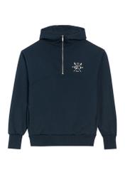 Ciemnogranatowa bawełniana bluza męska z kapturem BLZMT-0087-7E(Z26),widok produktu z przodu na białym tle.