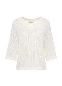 Biały dzianinowy sweter damski SWEDT-0231-11(W25)